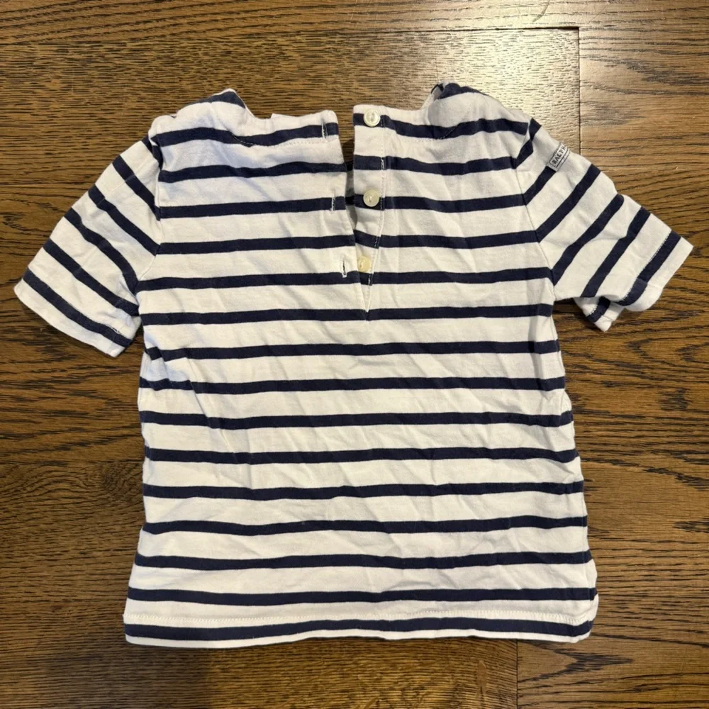 Ralph Lauren Blue and White Striped Short Sleeve Tee